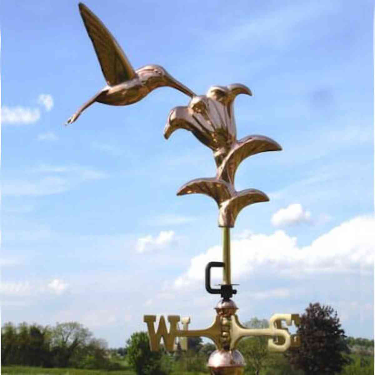 Copper hummingbird weathervane